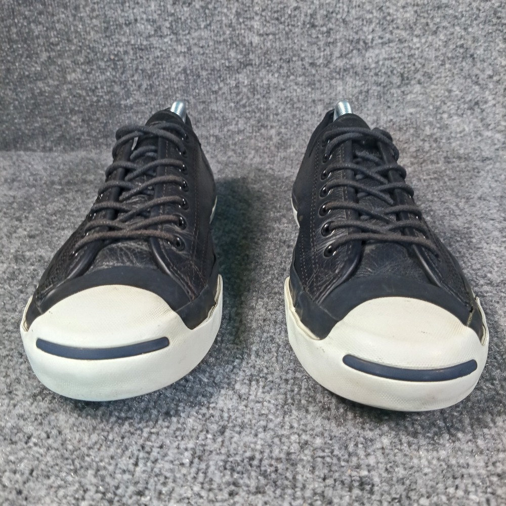 Converse Jack Purcell Sneakers Men Size 8.5 Black Leather Low Top 147574C - Picture 2 of 8